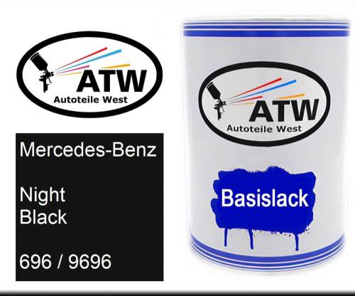 Mercedes-Benz, Night Black, 696 / 9696: 500ml Lackdose, von ATW Autoteile West.